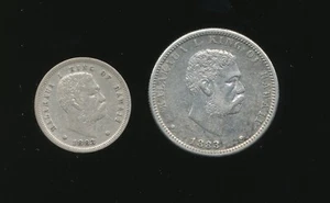 1883 Kingdom of Hawaii King KaIakaua Silver Quarter 25C & Dime 10C z - Picture 1 of 2