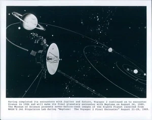 1989 Press Photo Artist Conception Voyager 2 Orbits Planets Milky Way Galaxy - Picture 1 of 2