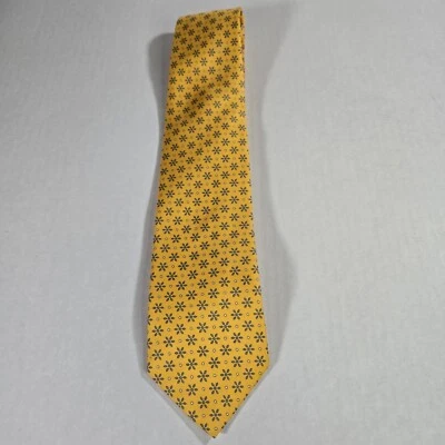 Corbata de Seda Battistoni Diseño Flores Amarillo Azul 100% Seda Hecha en Italia Foto 1 de 4