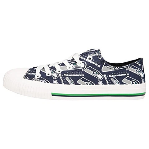 Seattle Seahawks NFL Women's Low Top Repeat Print Canvas Shoes Cover