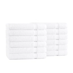 Toallas de baño Admiral Hospitality 25x54 (paquete de 12), blancas, mezcla de algodón, borde de leva - Imagen 1 de 6