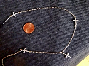 Diamonique 34 inch Sterling Silver Five Petite Cross Necklace - QVC - Made Italy - Picture 1 of 10
