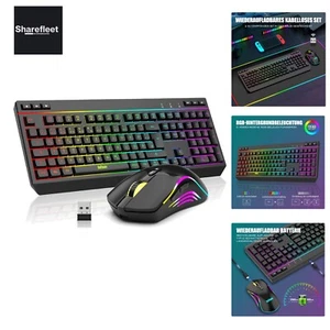 K20 Rechargeable Kabelloses Gaming Tastatur und Maus Set, QWERTZ DE Layout, R... - Afbeelding 1 van 9