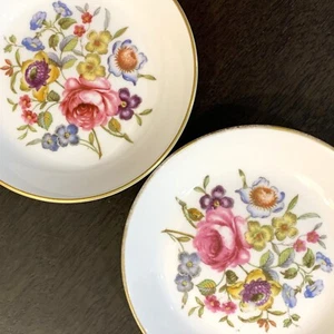 Royal Worcester, English Bone China- 2 x "Bournemouth" FLORAL BUTTER DISHES 10cm - Picture 1 of 9