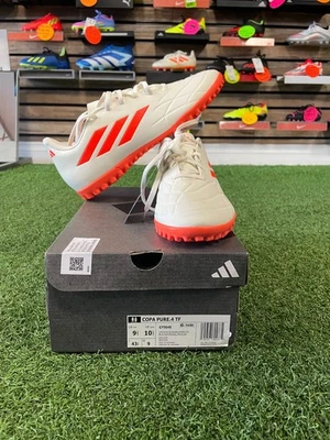 adidas Copa Pure.4 Turf Soccer Shoes US Size 9.5 - White/Orange - Image 1 of 4