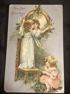 Espejo Velas Infantiles Postal Año Nuevo Alemán - Imagen 1 de 17