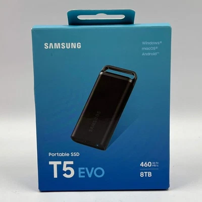 New Samsung T5 Evo 8TB Portable SSD Portable SSD MU-PH8T0S - Image 1 of 4