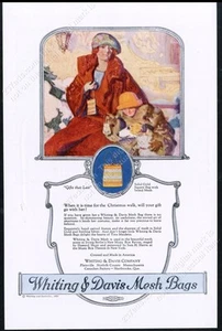 1923 Mujeres y Borzoi Perro Arte Whiting & Davis Malla Bolsos Vintage Impresión Anuncio - Imagen 1 de 7