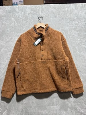 Alpine Design Sherpa Fleece Anorak Pullover Womens M Caramel Snap Jacket NWT - Image 1 of 4