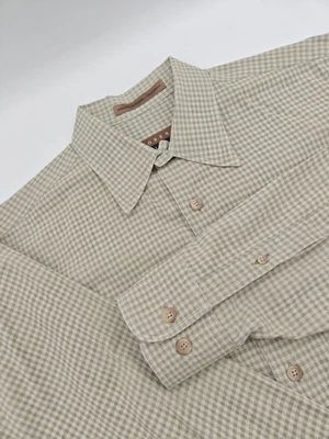 🇺🇲 Camisa de vestir Robert Talbott para hombre L 16,5x34 cuadros oliva 100 % algodón  Foto 1 de 4