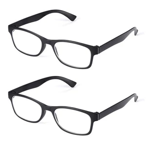 2 Pack - Black Square Reading Glasses for Men & Women - Picture 1 of 14