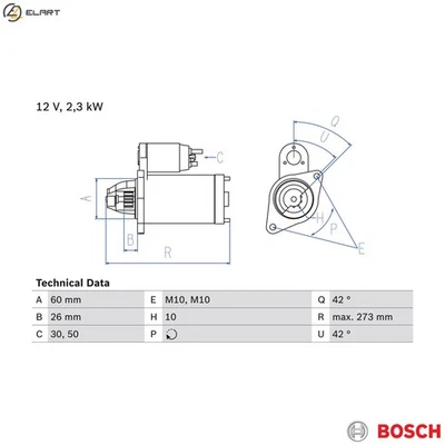 STARTER 0 986 020 360 FOR MERCEDES-BENZ M-CLASS/SUV G-CLASS/Cabrio E-CLASS 4.0L - Image 1 of 4
