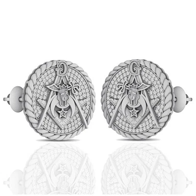 Real VVS1/D Moissanite Shriners Freemasonry Masonic  Studs Screw Back Bold 24mm - Image 1 of 3