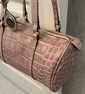 VTG Dooney & Bourke Nile Croc Embossed Shoulder Barrel Bag Pinkish Colors Used - Picture 1 of 15