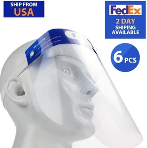 Safety Full Face Shield Clear Guard Protector Mask Anti-Fog + Elastic Head Band - Picture 1 of 7