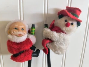 Par De Colección Navidad Clip-On Lápiz Topper Peluche Papá Noel y Muñeco de Nieve Juguete Años 80 - Imagen 1 de 6
