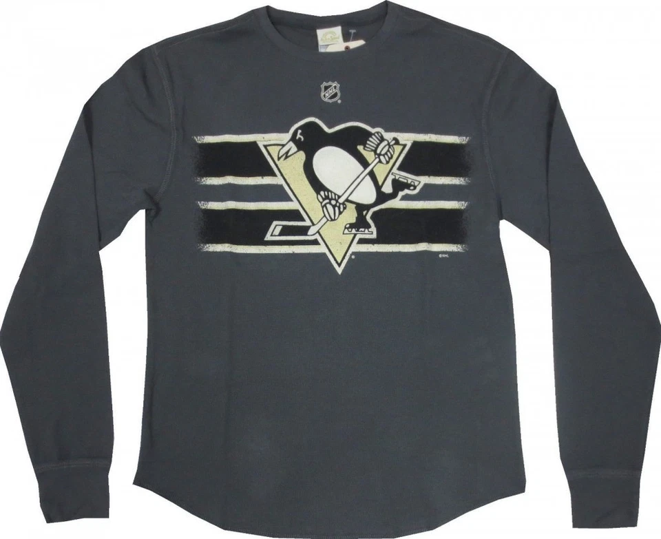 Pittsburgh Penguins NHL Reebok Retro Sport Gray Thermal Shirt