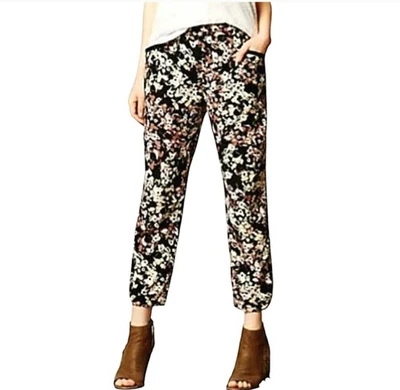 Cartonnier Women's Nassella Floral Dress Pants Size 12 Brown Black Jogger Office - Image 1 of 4