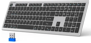 TECKNET Bluetooth Keyboard Rechargeable, 4-Device Free Silver&Grey - Picture 1 of 5