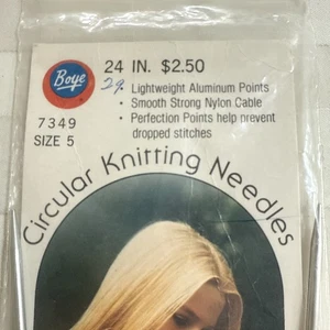 Vtg Boye 7349 Circular Knitting Needle 24" Size 5 Perfection Point Nylon Cable - Picture 1 of 8