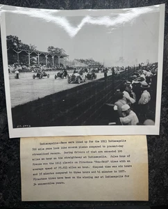Foto antigua en blanco y negro 1913 Indianápolis 500 coches de carreras neumáticos Firestone 1958 - Imagen 1 de 8