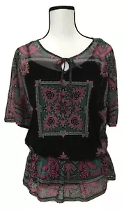 Blusa de moda para mujer INC International Concepts mediana negra cachemira transparente - Imagen 1 de 6
