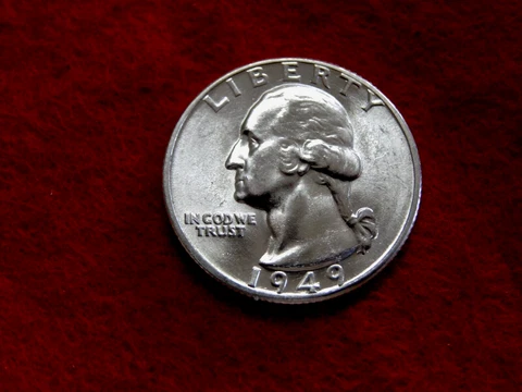 1949 D 25C WASHINGTON UNC+ 90% SILVER QUARTER      ITEM #88RXI Cover