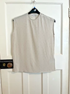 Allsaints Aurora Silk Top Grey Sleeveless Size 6 Hand Embellished - Picture 1 of 6