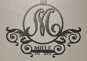 Personalized Monogram Door Hanger Plasma Metal Wall Art Name Initial Year - Picture 1 of 8