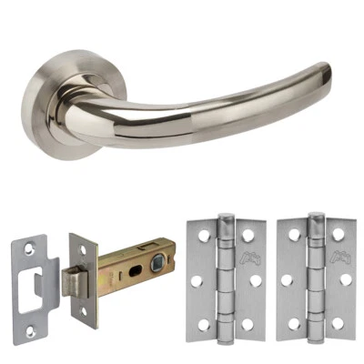 Designer Internal Door Handle Packs Bathroom & Latch - Polished / Satin Chrome - Image 1 of 3