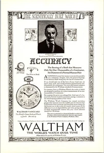 Waltham Druckanzeige Mai 1921 B&W Nat'l Geographics 11""x71⁄2"" ganze Seite - Bild 1 von 1
