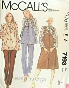 1980's VTG McCall's Misses' Maternity Pants,Blouse Pattern 7193 Size 8 UNCUT - Picture 1 of 2