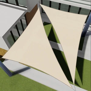 2-12 ft Right Triangle Sun Shade Sail Beige Shelter Cover Outdoor Pool Garden - Picture 1 of 9