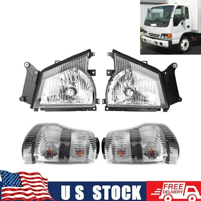 For 2004-2007 Isuzu NPR NQR 05-07 GMC W-4500 Headlights+Corner Lights Set 4PCS Foto 1 de 4