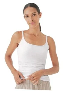 Women's Organic Cotton Camisole Tank Top with Built-in Shelf Bra Medium White - Picture 1 of 7