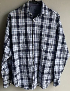 Bugatchi Shirt Mens S Small Blue White Long Sleeve Uomo Classic Fit - Picture 1 of 7