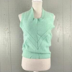 Vintage 1960s Sidney Gould Sweater Vest Womens Green Has Holes Lambswool Crafter - Picture 1 of 10