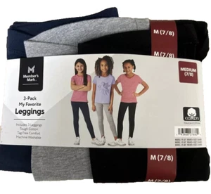 NWT Members Mark 3pack Girls Favorite Leggings Navy, Black, Grey Large (10/12) - Picture 1 of 2