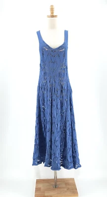 Vestido midi Free People Bianca imitación ganchillo XS crochet cottagecore boho playa transparente Foto 1 de 4