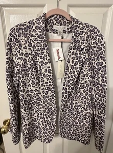 Rachel Zoe Extra Large Cheetah Blazer/Jacket Lined Linen Purple Leopard - Picture 1 of 4