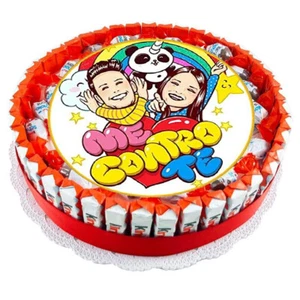 Torta barrette Kinder con stampa vari personaggi a colori compleanno bambini - Foto 1 di 1