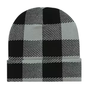 Decky Long Plaid Beanie - 8027 - Picture 1 of 3