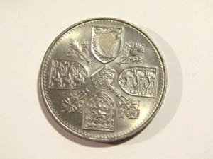 Great Britain 1953 1 Crown (5 Shilling) unc Coin Horseman - Picture 1 of 5