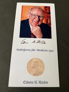EDWIN KREBS (†2009) Nobelpreis Medizin 1992 signed Foto 8x15 Autogramm - Bild 1 von 1