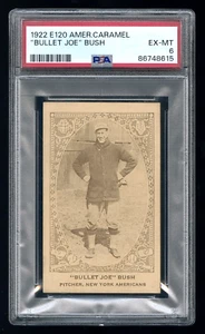 1922 E120 American Caramel Bullet Joe Bush PSA 6 Highest Pop 3 New York Yankees - Picture 1 of 2