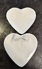 Vintage Mancer White Ceramic Heart Shaped Plates-1 With Bow/Ribbon Made In Italy