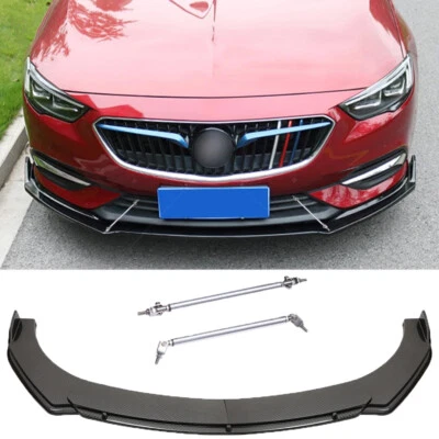 Divisor de labios delantero de fibra de carbono + varillas de puntal para Buick Regal Sportback Foto 1 de 4