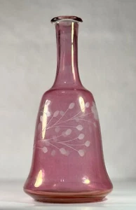 Vintage Pink Depression Glass Decanter w Etched Daisy Flower Pattern 10 Inch VTG - Picture 1 of 13