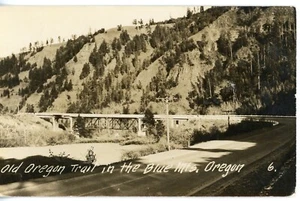 Postal RPPC Old Oregon Trail in the Blue Mountains publicada 1943 Baker, OR - Imagen 1 de 2