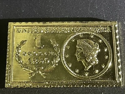 Dólares de oro de Estados Unidos de 1849 medalla Numistamp, BAJO #413, TODOS MIS ANUNCIOS, 1979 Mort Reed Foto 1 de 3